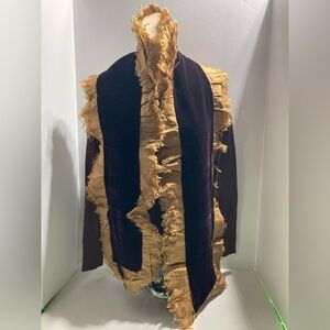 Retro Vintage Purple Velvet and Goldish Satin Scarf